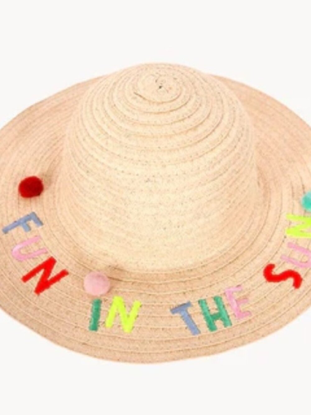 Target Straw Sun Hat with “Fun in the Sun” Embroidery – Women’s Wide Brim